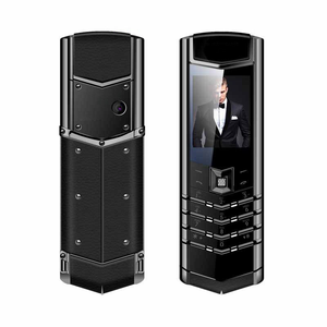 Teléfono de Lujo Personalizado de Fábrica, Doble SIM, GSM, Teclado, Cuerpo Metálico con Textura de Cuero, para Regalo y Colección - Product Image 3