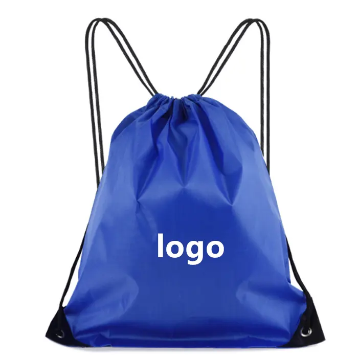 Saco de cordão impermeável para compras, mochila estampada personalizada de 210d poliéster à prova d'água com cordão