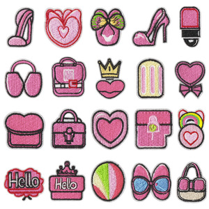 Cute Embroidered Girl <strong>Pink</strong> Sunglass Lipstick Bag High-heeled Shoes Bikini Hello Patch for Jacket Bag <strong>Dress</strong> - Product Image 2