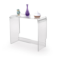 Table console en acrylique transparente moderne de conception nouvelle 2024, taille et épaisseur personnalisées, logo personnalisé imprimé en sérigraphie, meubles de salon
