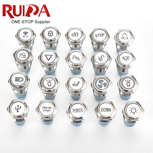 Tùy chỉnh biểu tượng 16mm kim loại thép không gỉ Chốt/đẩy Momentary Nút chuyển đổi với 12V LED Đèn người hâm mộ ánh sáng đối với xe - Product Image 2