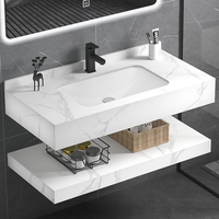 Vasque intégrée en céramique résistante à l'eau moderne, vasque murale, armoire de salle de bain d'hôtel, combinaison de lavabo et de toilettes