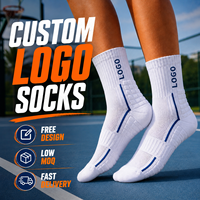 Chaussettes de sport en coton pour le tennis, avec logo, pour hommes, chaussettes de basketball respirantes en mesh, anti-humidité, chaussettes de sport personnalisées
