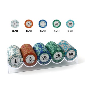 Vente en gros de jetons de poker ABS de haute qualité, durables et portables, <span class=keywords><strong>Black</strong></span> <span class=keywords><strong>Jack</strong></span> Texas Hold'em, 100, 200, 300 pièces, avec étui en aluminium rigide - Product Image 4