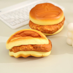 Jouet anti-stress en mousse PU à rebond lent, hamburger simulé à trois niveaux, jouet à presser, vente chaude, logo personnalisé - Product Image 6