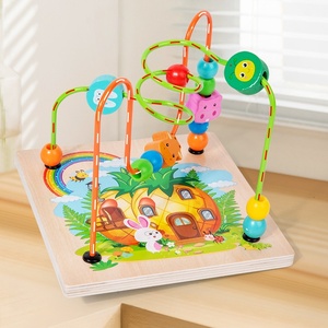 Jouet Montessori <span class=keywords><strong>en</strong></span> <span class=keywords><strong>bois</strong></span> pour bébé, multifonctions, labyrinthe de perles, xylophone, horloge, trieur de formes, <span class=keywords><strong>cube</strong></span> d'activité pour l'apprentissage précoce - Product Image 6