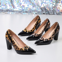 Nouvelle chaussure à talon épais et bout pointu imprimé léopard, élégante et sexy, pour le travail, talons très hauts pour femme – Collection 2026