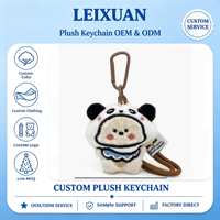 Porte-clés en peluche chiot mignon, pendentif de sac chien de dessin animé avec capuche de panda, décoration de sac à dos, cadeau pour amoureux des animaux, logo personnalisé