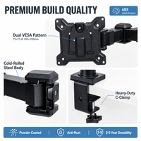 Support d'écran unique ergonomique OEM à mouvement complet, capacité de 19,8 lb, bras de moniteur unique VESA réglable pour écrans de 17 à 32 pouces