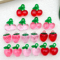 Fruits Nourriture Fraise Minuscules Pendentifs Vivid Mignon Doux Cerise Résine Charmes Pendentif pour pour Porte-clés Fabrication de Bijoux BRICOLAGE Artisanat