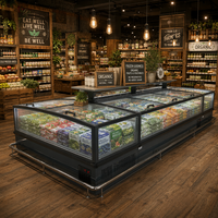 Congélateur commercial combiné en îlot pour supermarché, vitrine de produits surgelés, congélateur coffre en verre pour crème glacée et viande, écologique