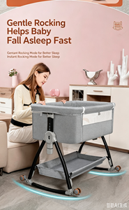 Berceau de chevet <span class=keywords><strong>pour</strong></span> bébé, lit pliant portable <span class=keywords><strong>pour</strong></span> nouveau-né, lit cododo multifonction à bascule avec roulettes - Product Image 6