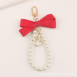 Nouvelle perle ruban porte-clés pendentif créatif alliage lapin accessoires frais étui pour écouteurs sac décoration - Product Image 6