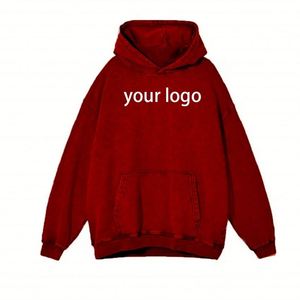 Sudadera con capucha unisex de 100% algodón personalizada, Sudadera con capucha pesada, jersey con logotipo personalizado, sudaderas con capucha de felpa francesa en blanco de 500GSM con lavado ácido - Product Image 1
