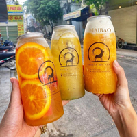 Bouteille de boisson en plastique PET transparent de qualité alimentaire personnalisé imprimé café canettes de boisson gazeuse thé au lait bouteilles en plastique 8oz 500ml avec bouchon