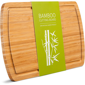 Planche à découper en bambou pré-encollée, planche à découper de boucher, planche à découper avec rainure pour le jus pour la viande, le fromage, les fruits, les légumes - Product Image 1
