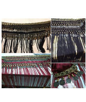 Ceinture de danse orientale à franges et pampilles avec pièces de monnaie en cuivre pour costume tribal