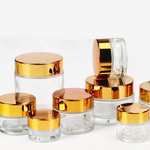 卸売50 ml 50gラウンドポマードコンテナリップバームクリームガラス化粧品ジャーUVゴールドキャップ付き (GJM01-50) - Product Image 2