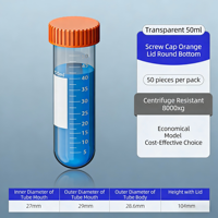 Tubes à centrifuger coniques à fond plat avec bouchon à vis de 50 ml, consommables de laboratoire de haute qualité