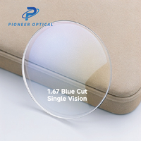 Lentilles optiques Pioneer 1.56 1.60 1.67 1.74 HMC en deux parties, vision simple, anti-lumière bleue UV420, haute CYL, blocage de la lumière bleue
