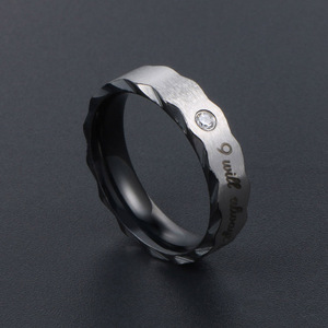 Anillos de pareja de acero de titanio con diseño de letras microincrustadas para hombres y mujeres, joyería de compromiso SA531 532 - Product Image 3