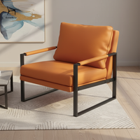 Fauteuil de détente au design moderne EaseNeat, luxueux et confortable, en cuir rembourré avec dossier et pieds en métal, pour salon familial