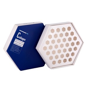 Caja de Embalaje de Papel Hexagonal Personalizada para el Cuidado de la Piel con Inserto Troquelado para Polvo Limpiador de Colágeno y Aminoácidos - Product Image 1