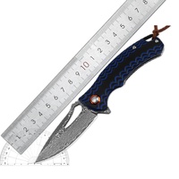 Couteau pliant de camping en acier Damas avec manche G10, personnalisable OEM, outil EDC multifonctionnel pour l'extérieur, vente en gros