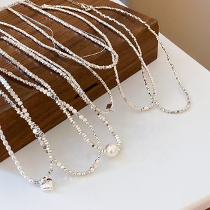 Collier en argent 999 de luxe pour femmes avec diamant et perle meilleur cadeau de bricolage personnalisé chaînes bijoux - Product Image 2