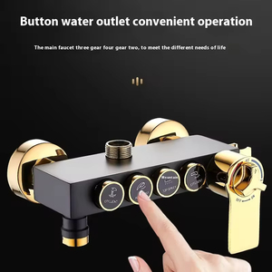 Sistema <span class=keywords><strong>Doccia</strong></span> di Lusso YF OEM per Hotel, Miscelatore Termostatico Nero-Oro con Soffione a Pioggia, Alta Pressione e Risparmio Idrico - Product Image 4