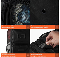 Tas Perlengkapan Sepak Bola XL Soccer Mesh 36 Inci, Tas Bola Olahraga Besar, Ransel Pelatih Polyester 600D, Muat 13+ Bola dengan Webbing MOLLE
