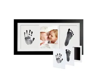 ayak baskı ped çerçeve Suppliers-2021 yenidoğan bebek mürekkepsiz silin ayak izi seti toksik olmayan ve el baskı temiz dokunmatik mürekkep pedi için bebes fotoğraf çerçevesi
