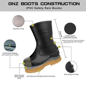 Sepatu Bot Kerja Anti Air PVC Ringan Model Baru 18CM dengan Ujung Baja untuk Konstruksi - Product Image 2