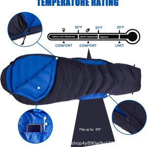 Saco de dormir Woqi Mummy, color azul real, 1120g, nailon transpirable, para adultos, camping, viajes, compacto, 3 estaciones, uso en exteriores. - Product Image 2