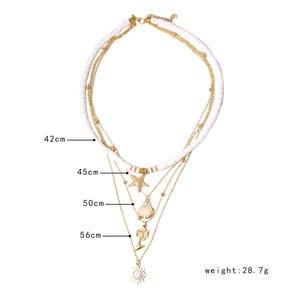 Collier pendentif bohème soleil noix de <span class=keywords><strong>coco</strong></span> en couches Collier étoile de mer coquille en argile polymère Bijoux de plage pour femmes - Product Image 6