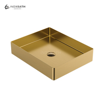 Lavabo Rectangular de Acero Inoxidable 304 con Diseño Europeo, Acabado Cepillado, Fácil de Limpiar, para Baño