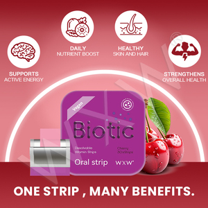 Bandes buccales biotiques à énergie quotidienne conçues par des fabricants OEM, soutien du système immunitaire, santé des os, énergie toute la journée, film buccal biotique soluble - Product Image 5