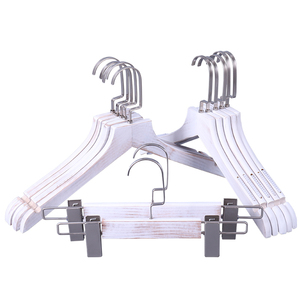 Luxury Pearl Nickel <strong>Hook</strong> Wash <strong>White</strong> Wooden <strong>Coat</strong> Hanger for Clothes - Product Image 1