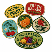 AWELLS Op maat gemaakte fruitborduurpatch, gepersonaliseerd natuurlijk oogstlogo-badge voor voedsel, kleding, tassen en hoeden