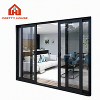 Portes coulissantes en aluminium et verre pour balcon extérieur moderne, avec double vitrage, verre trempé, résistant au vent et à l'eau