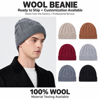 Bonnet en tricot jacquard épais pour homme, 100 % laine, style urbain, chaud pour l'automne/hiver, motif pois et fruits