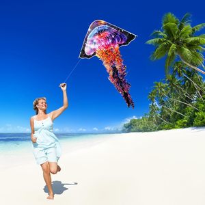 Cometas Premium Medusas Cometa de pulpo para niños Principiantes Adultos Fácil de volar Ensamblar Diseño de dibujos animados en forma de Delta - Product Image 4