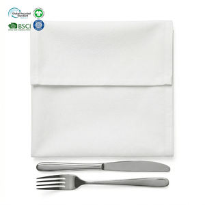 Custom Print Label 20x20 Inch White Cloth Napkins Poly Cotton Blend Reusable Waterproof Eco-Friendly for Wedding Banquet - Product Image 1