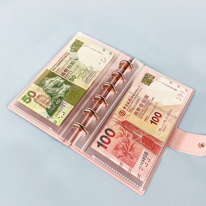 Ustom-Carpeta de cuero con bolsillo para guardar dinero, organizador A6 A5 con 6 anillas para guardar dinero <span class=keywords><strong>en</strong></span> efectivo - Product Image 3