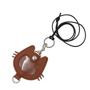 Cute <b>Cat</b> Shape PU Leather Keychain Neck Lanyard Cartoon <b>Cat</b> Badge Holder with Key <b>Ring</b> for Students Neck Hanging Badge Holder - Product Image 4