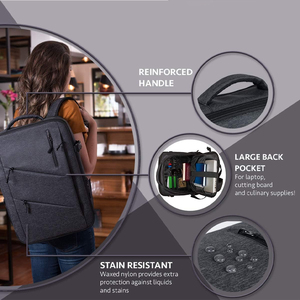 Bolsa enrollable para cuchillos de 20 bolsillos, mochila de nailon encerado resistente a las manchas con más de 30 bolsillos, utensilios de cocina, soporte para cuchillos de Chef - Product Image 4