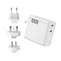 Chargeur mural USB C haute puissance 100W avec prises interchangeables AU UK EU US, chargeur PD GaN pour appareils intelligents