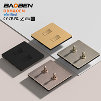 BAOBEN 86 Modèle Interrupteur Rotatif Antique en Bronze avec Panneau Métallique Bandé en Acier Inoxydable, Interrupteur d'Hôtel de Style Rétro