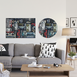 Elegant Printed <b>Canvas</b> Artwork: Retro Audio Cassette Theme,TEMPERED GLASS ART - Product Image 3
