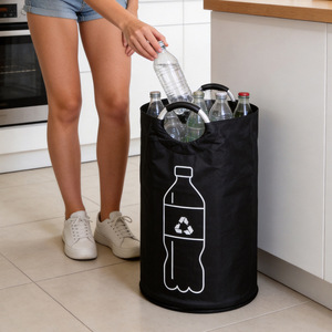 <b>Recycling</b> <b>Bin</b> Cylindrical 82L Plastic Bottle <b>Storage</b> Indoor Use Geometric Pattern - Product Image 1